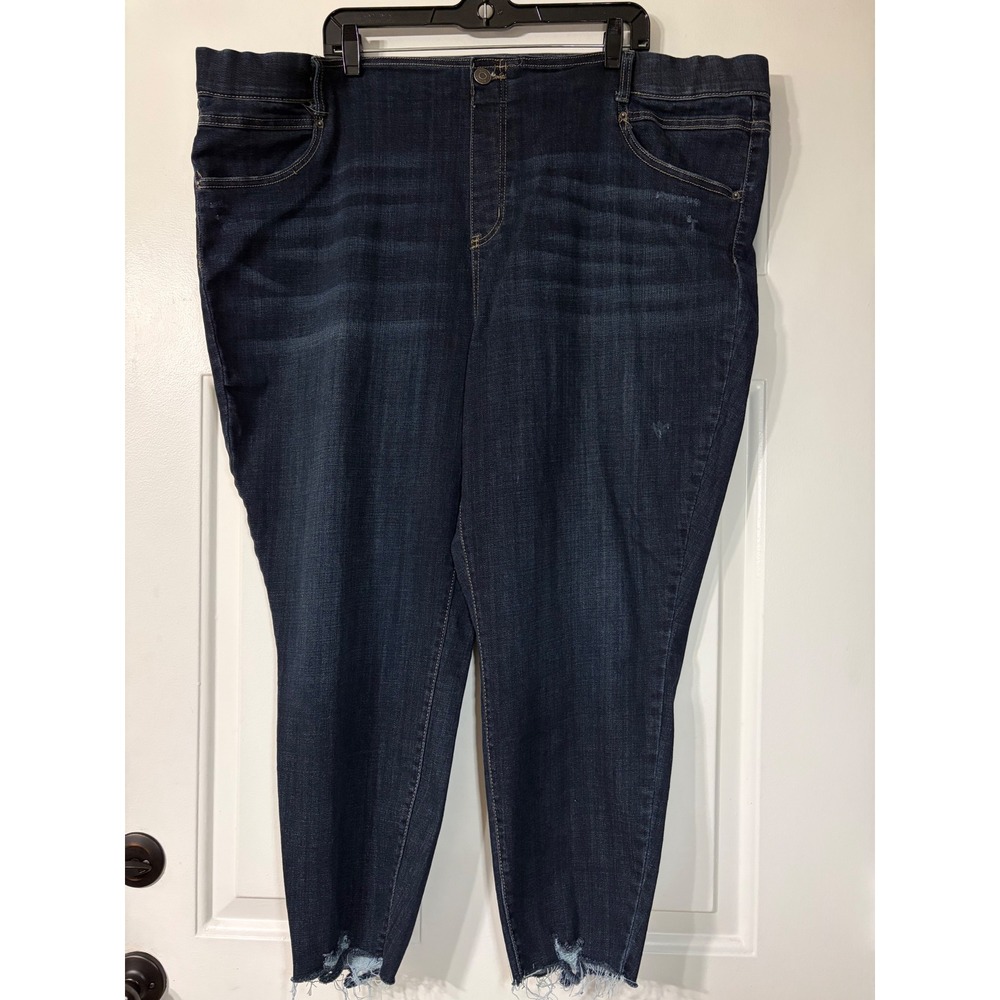 Terra & Sky | Distressed Skinny Jeans Raw Hem | 3X || Dark Indigo|